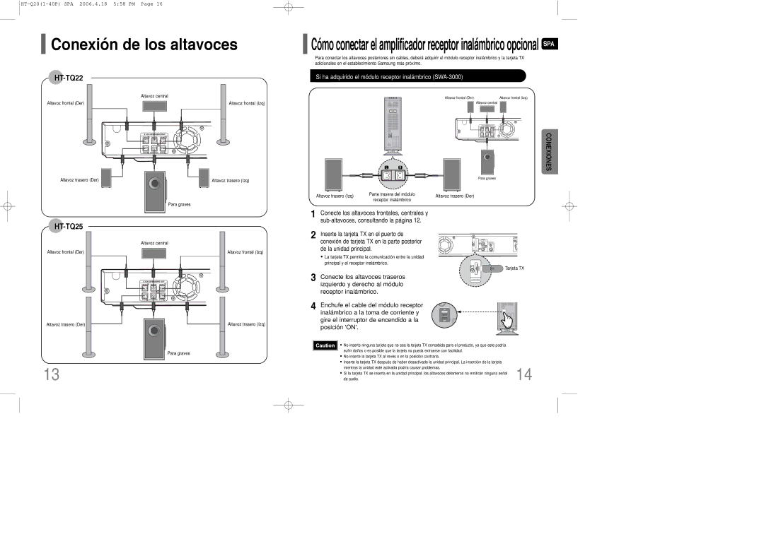 Samsung HT-TQ22R/ELS, HT-Q20R/ELS manual 