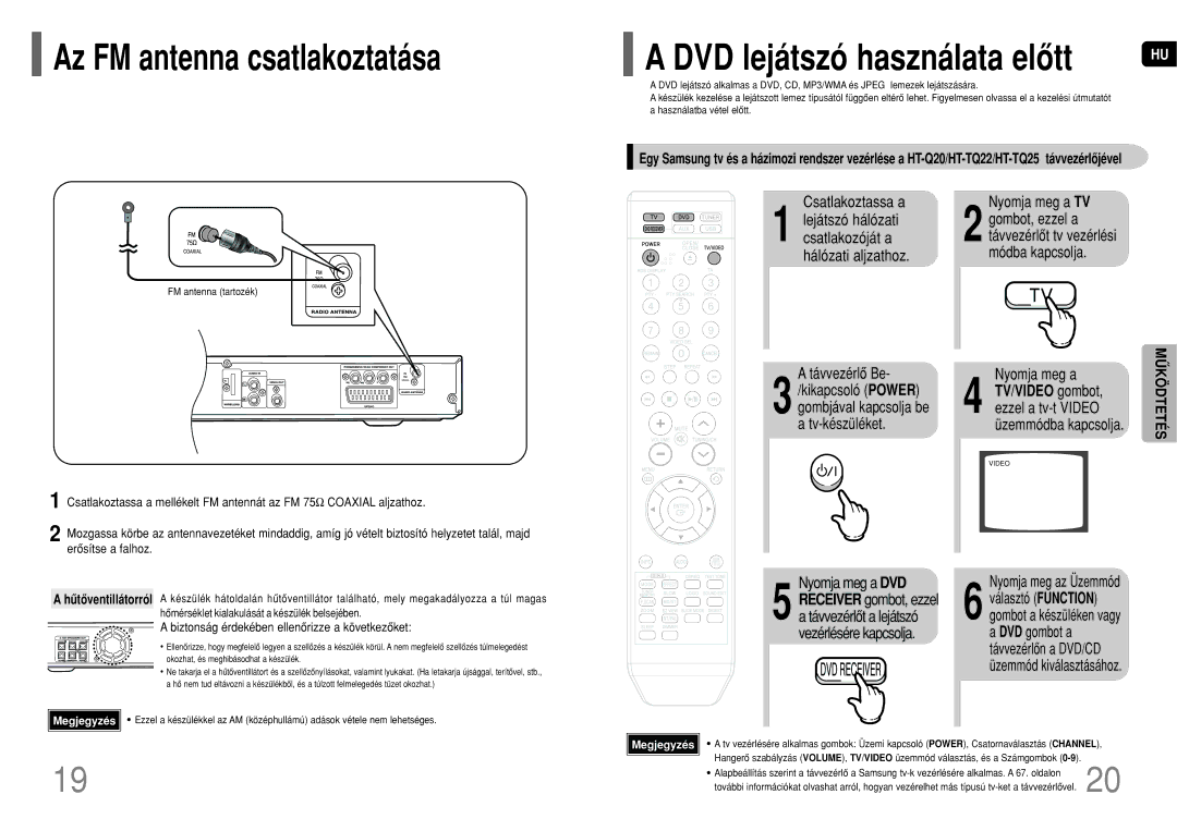 Samsung HT-Q20R/ELS, HT-TQ22R/ELS, HT-TQ25R/ELS manual Az FM antenna csatlakoztatása 