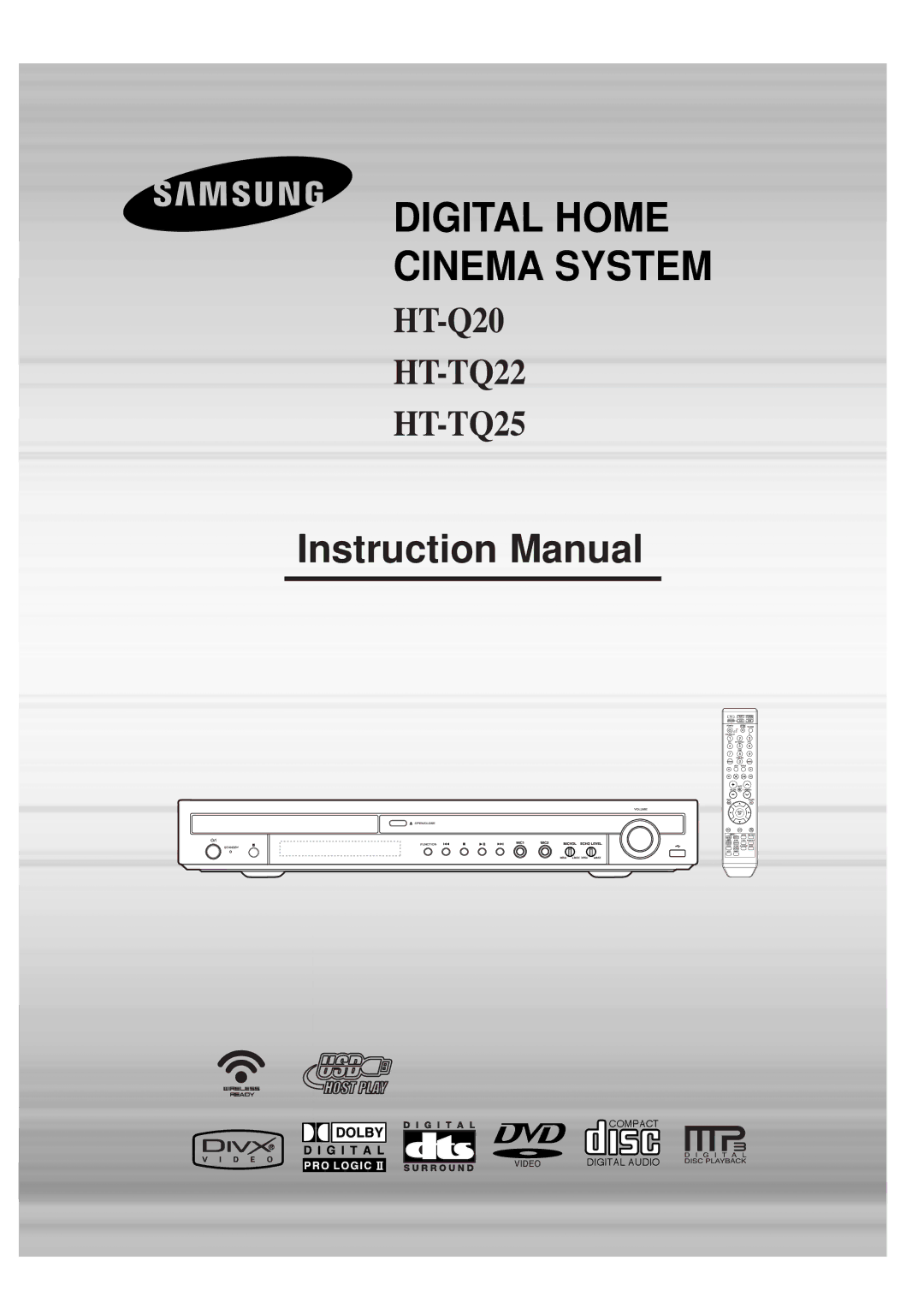 Samsung HT-Q20R/XFU, HT-TQ22R/XFU, HT-TQ25R/XFO, HT-TQ22R/XFO manual Digital Home Cinema System 