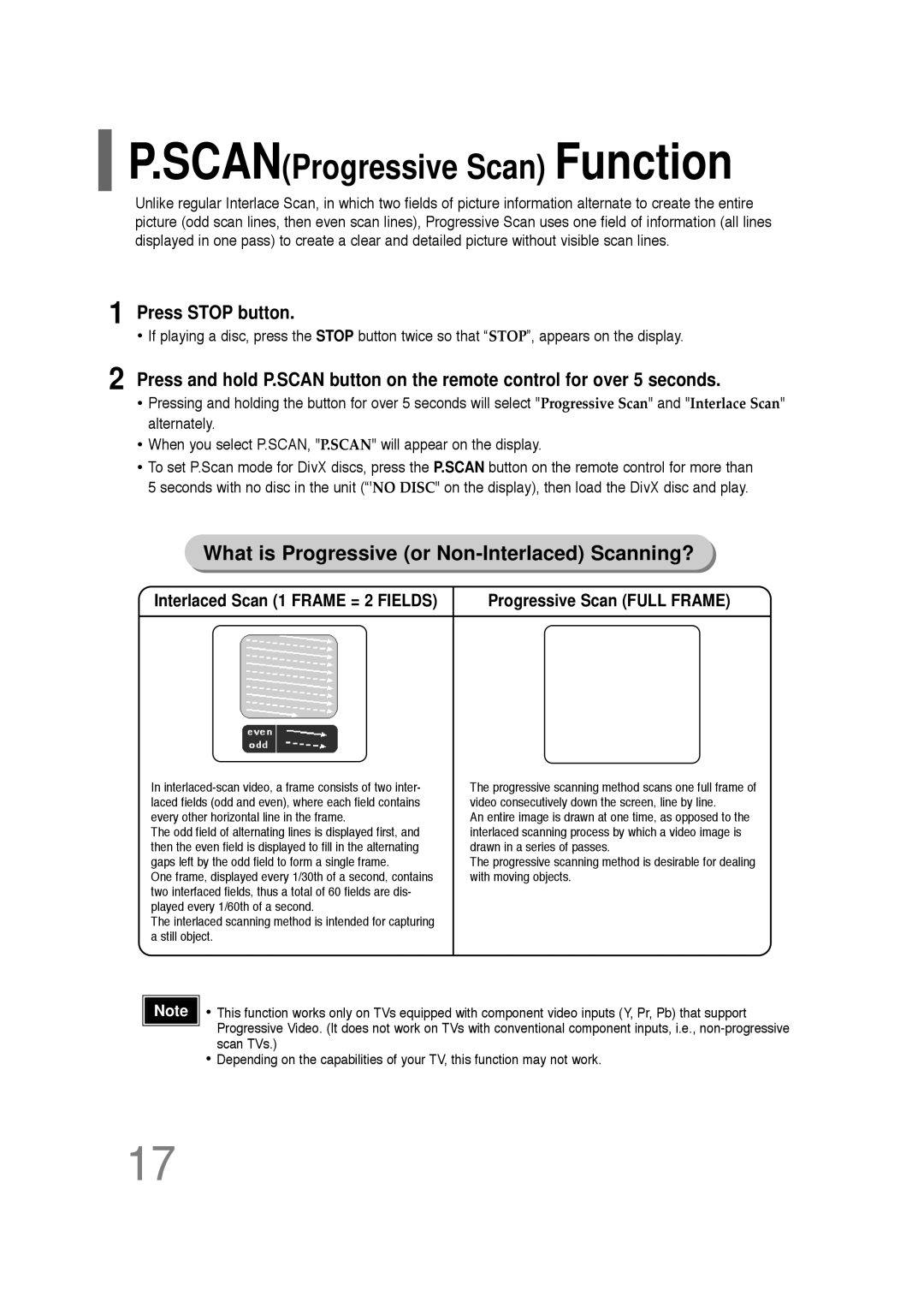 Samsung HT-TQ25R/XFO, HT-TQ22R/XFU, HT-Q20R/XFU, HT-TQ22R/XFO manual Press Stop button, Progressive Scan Full Frame 