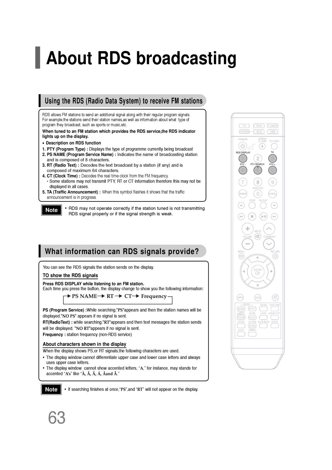 Samsung HT-TQ22R/XFU, HT-Q20R/XFU manual About RDS broadcasting, Using the RDS Radio Data System to receive FM stations 