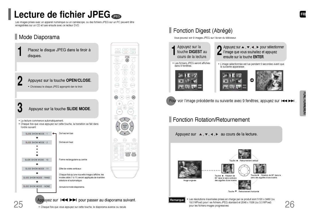 Samsung HT-TQ25R/ELS, HT-Q20R/ELS manual Lecture de fichier Jpeg Jpeg 