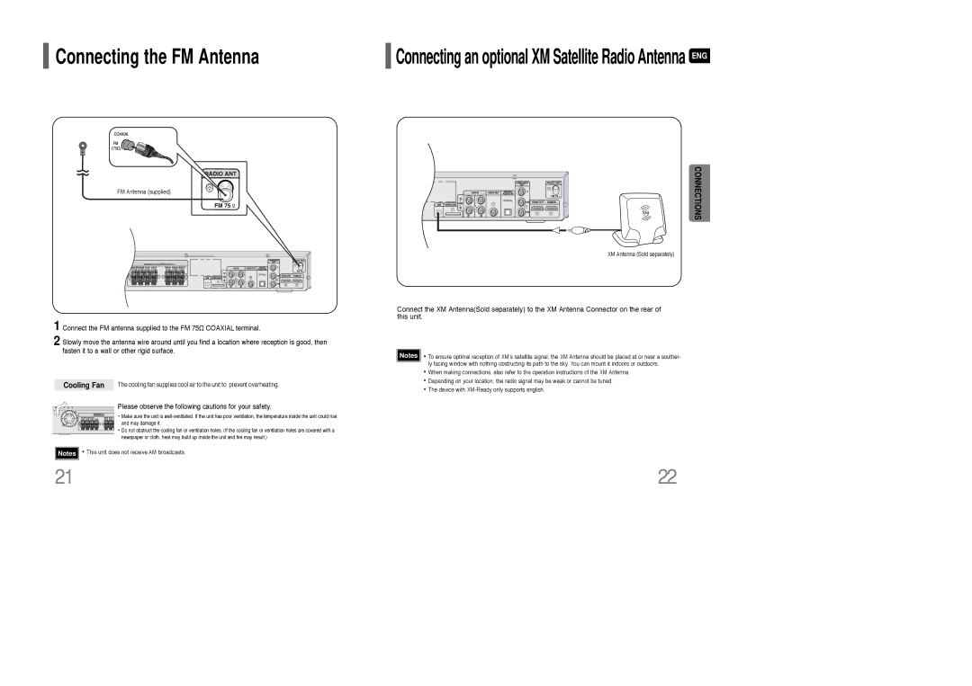 Samsung HT-TQ85 instruction manual Cooling Fan, Please observe the following cautions for your safety 