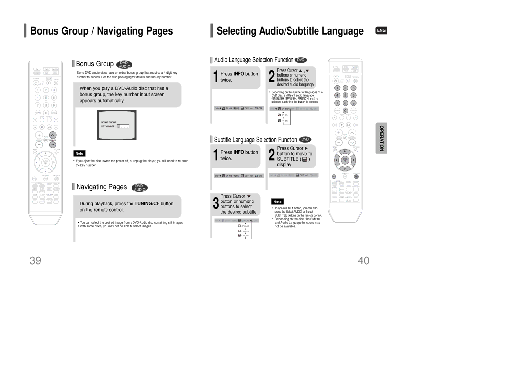 Samsung HT-TQ85 instruction manual 1Press Info button twice, Press Cursor, Press Info button Button to move to 1twice 