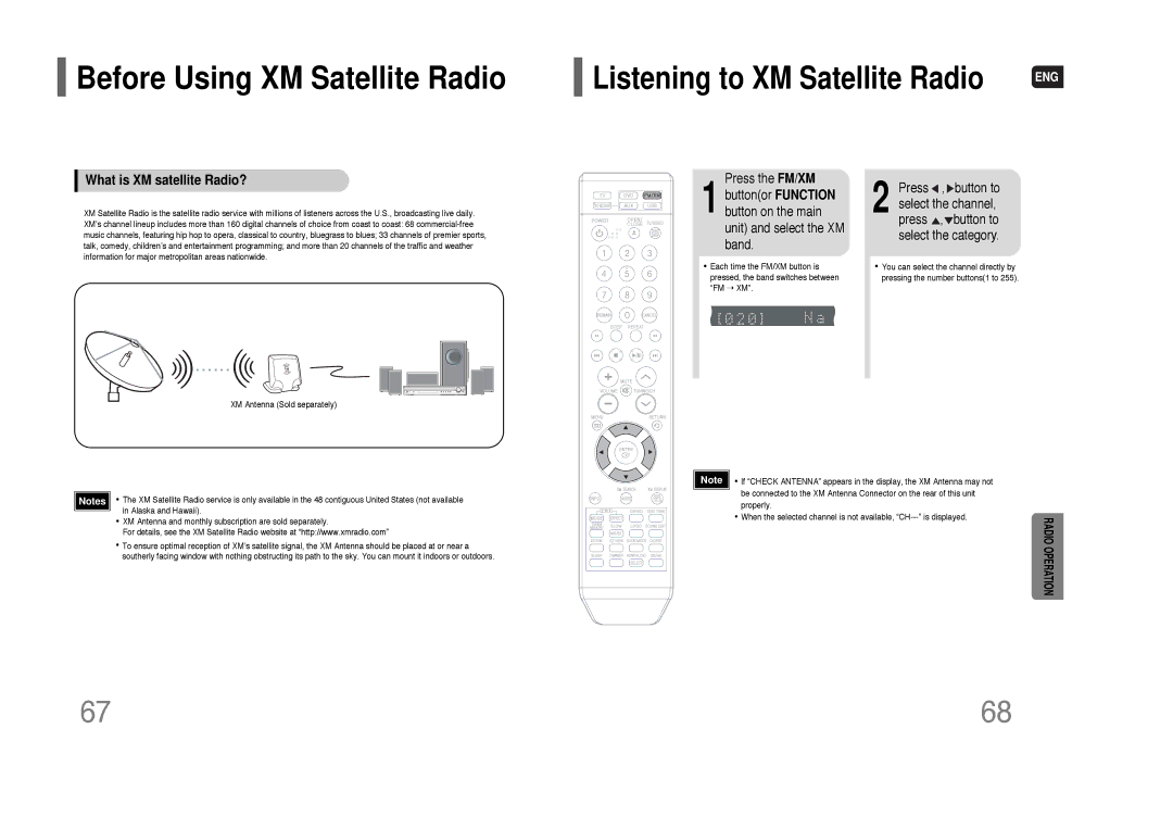 Samsung HT-TQ85 instruction manual Before Using XM Satellite Radio, Listening to XM Satellite Radio, Properly 