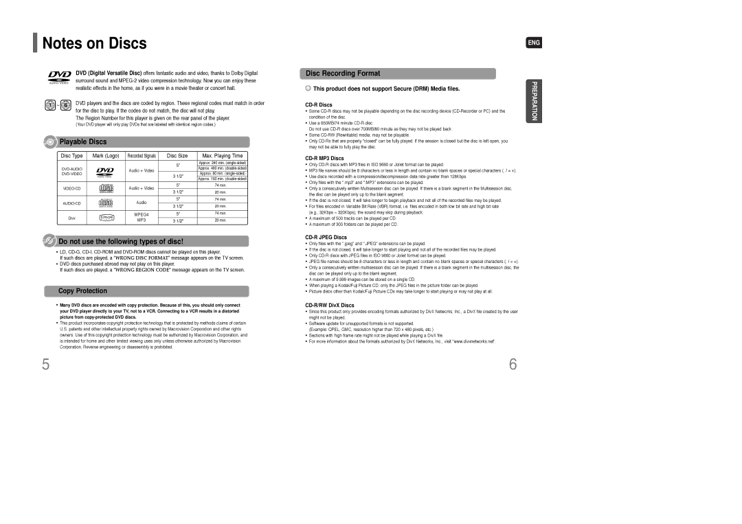 Samsung HT-TQ85 instruction manual Copy Protection, This product does not support Secure DRM Media files 