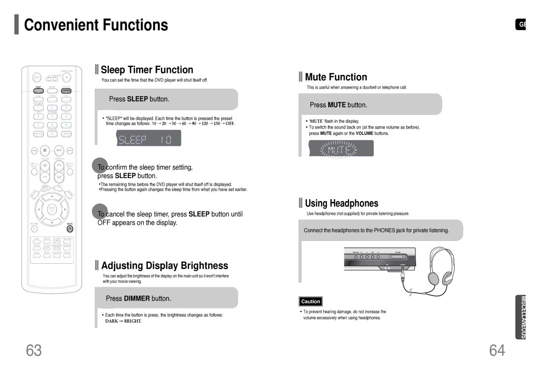 Samsung HT-TWP32R/EDC Convenient Functions, Press Sleep button, To confirm the sleep timer setting, press Sleep button 