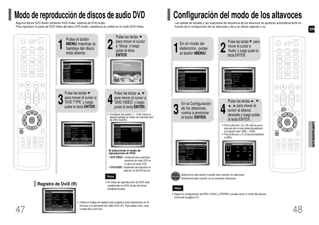 Samsung HT-TWP32R/ELS manual En el modo de 1detención, pulse el botón Menu, Al seleccionar el modo de reproducción de DVD 