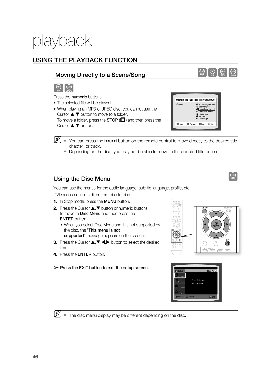 Samsung HT-TWZ415 user manual Using the Disc Menu 