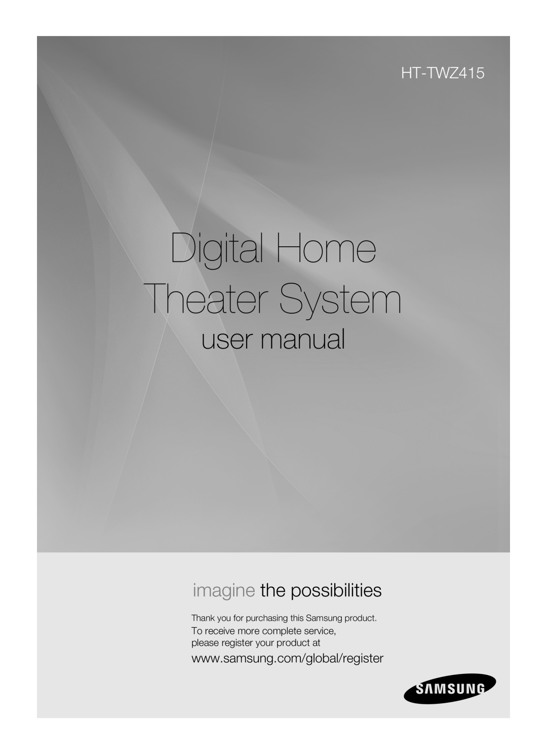 Samsung HT-TWZ415 user manual Digital Home Theater System, imagine the possibilities 