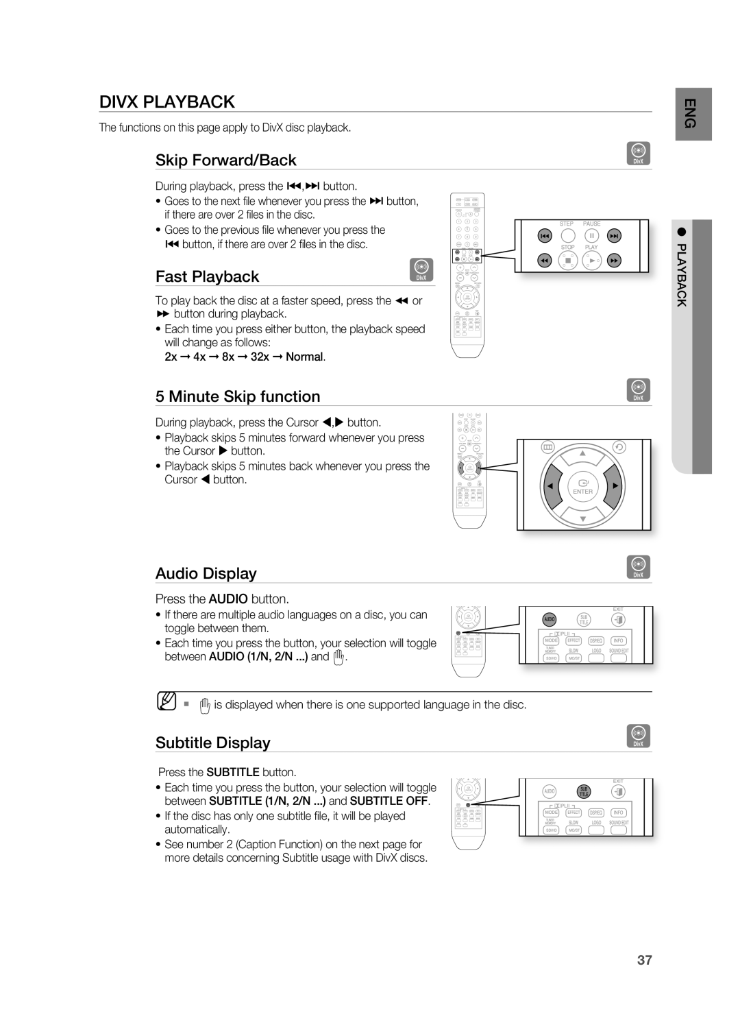 Samsung HT-TWZ415 user manual Divx Playback 