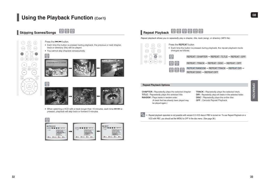 Samsung HT-TX25R/NWT, HT-TX22R/NWT manual Using the Playback Function Con’t, Press the #,$ button, Press the Repeat button 