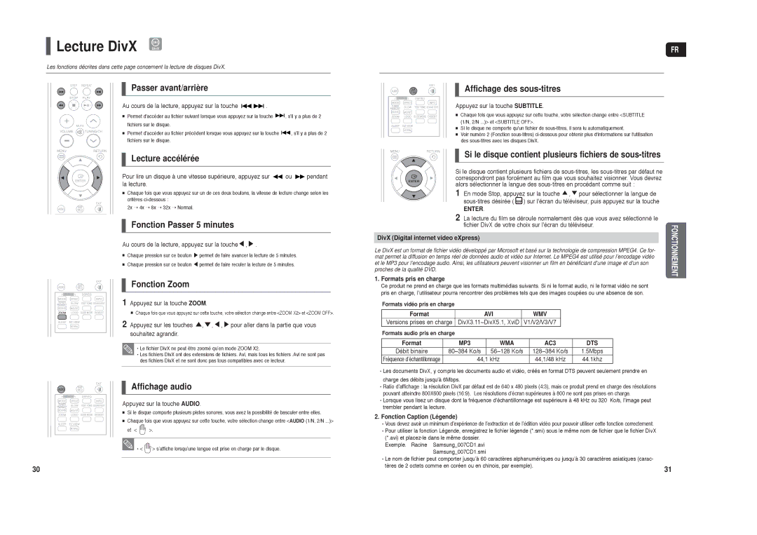 Samsung HT-TX250R/XEF, HT-X250R/XEF manual Lecture DivX DivX 