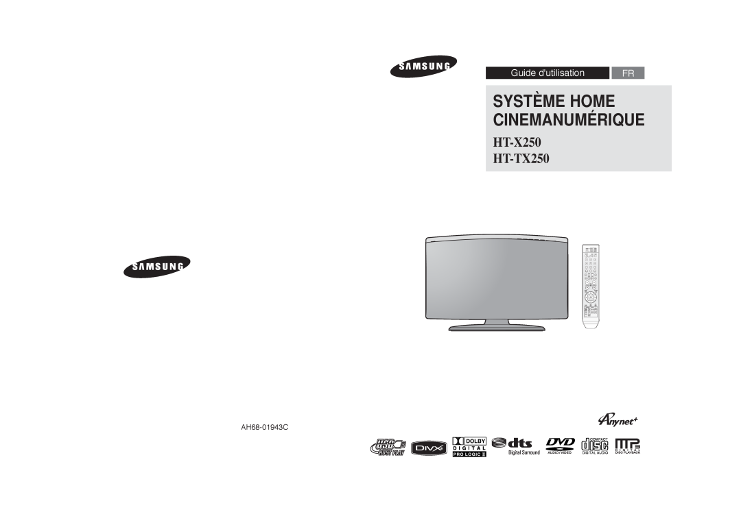 Samsung HT-X250R/XEF manual Système Home Cinemanumérique, HT-X250 HT-TX250, Guide dutilisation, AH68-01943C, Eject 