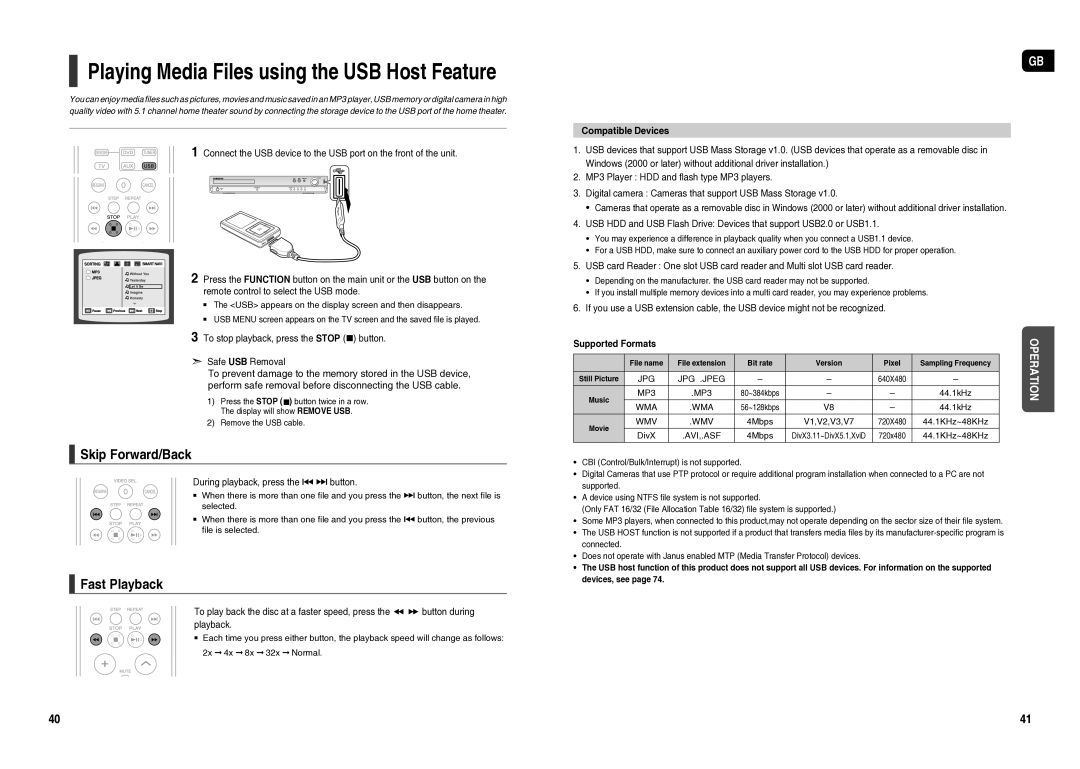 Samsung HT-TX25R/NWT manual During playback, press the # $ button, Compatible Devices 