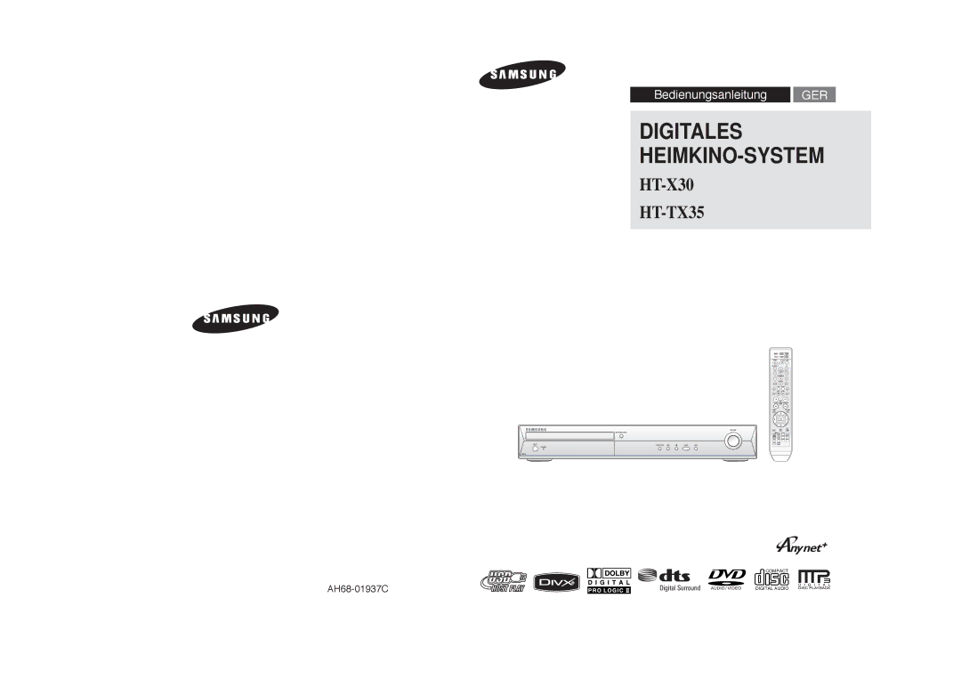 Samsung HT-TX35T/ADL, HT-TX35R/XEE, HT-X30R/XEE, HT-TX35T/XSE, HT-X30R/XEF, HT-TX35R/XEF manual Digitales HEIMKINO-SYSTEM 