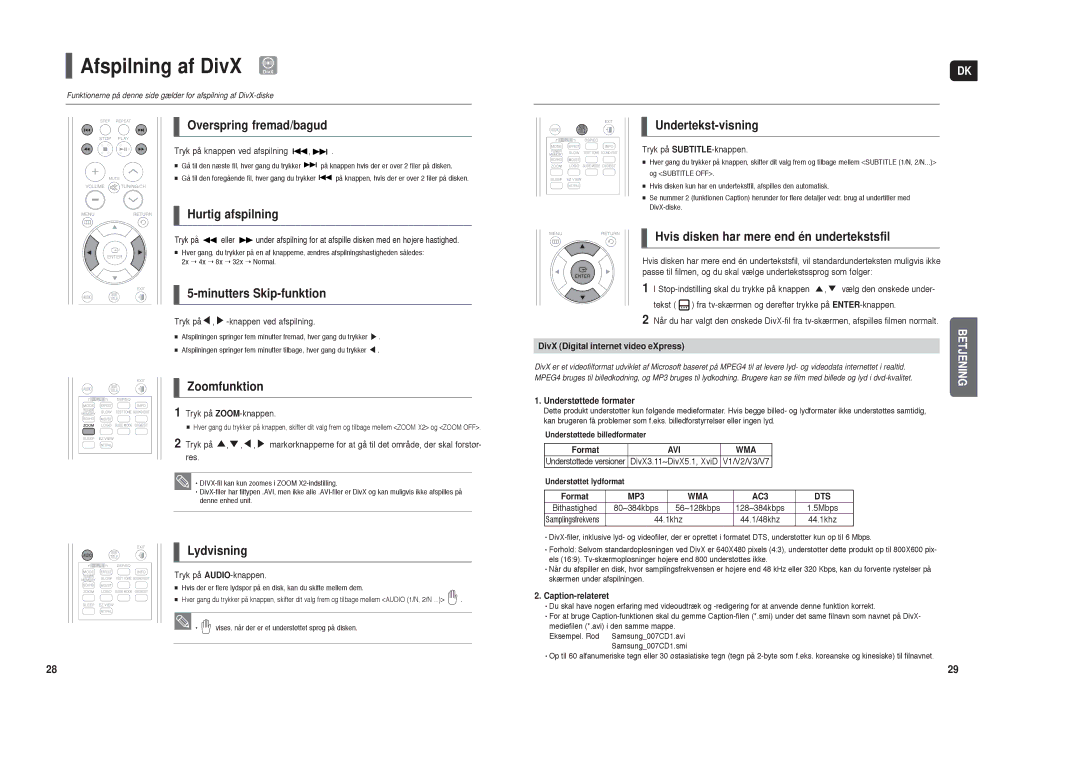 Samsung HT-X30R/XEE, HT-TX35R/XEE manual Afspilning af DivX DivX 