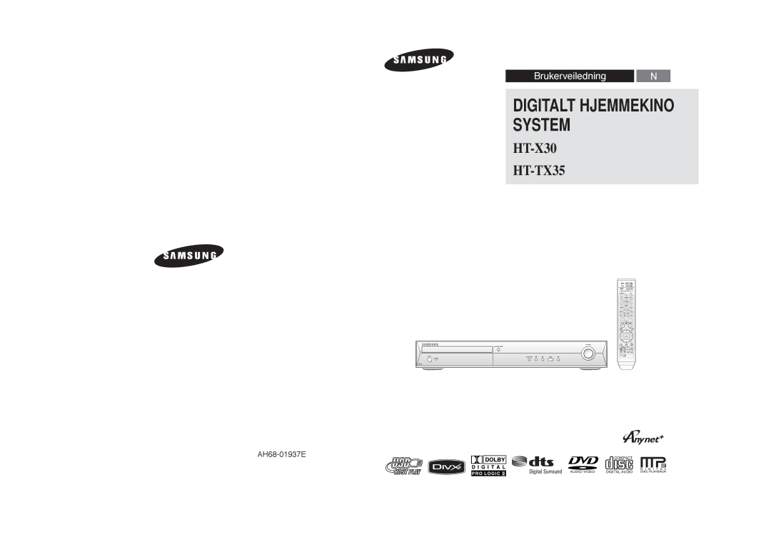 Samsung HT-X30R/XEE, HT-TX35R/XEE manual Digitalt Hjemmekino System 