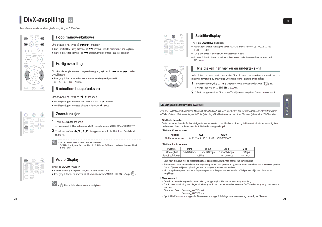 Samsung HT-X30R/XEE, HT-TX35R/XEE manual DivX-avspilling DivX 