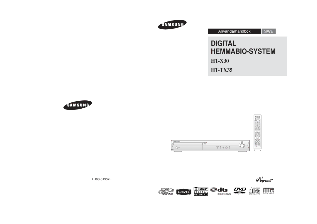 Samsung HT-X30R/XEE, HT-TX35R/XEE manual Digital HEMMABIO-SYSTEM 