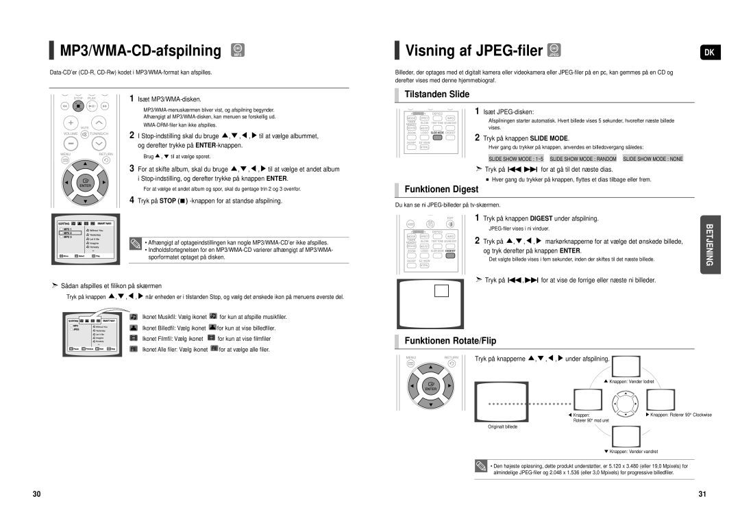 Samsung HT-TX500R/XEE manual MP3/WMA-CD-afspilning MP3, Visning af JPEG-filer Jpeg, Tilstanden Slide, Funktionen Digest 