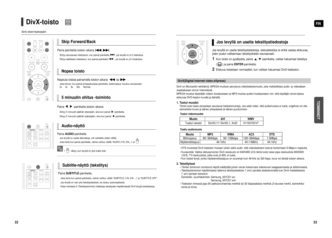 Samsung HT-TX500R/XEE manual DivX-toisto DivX 