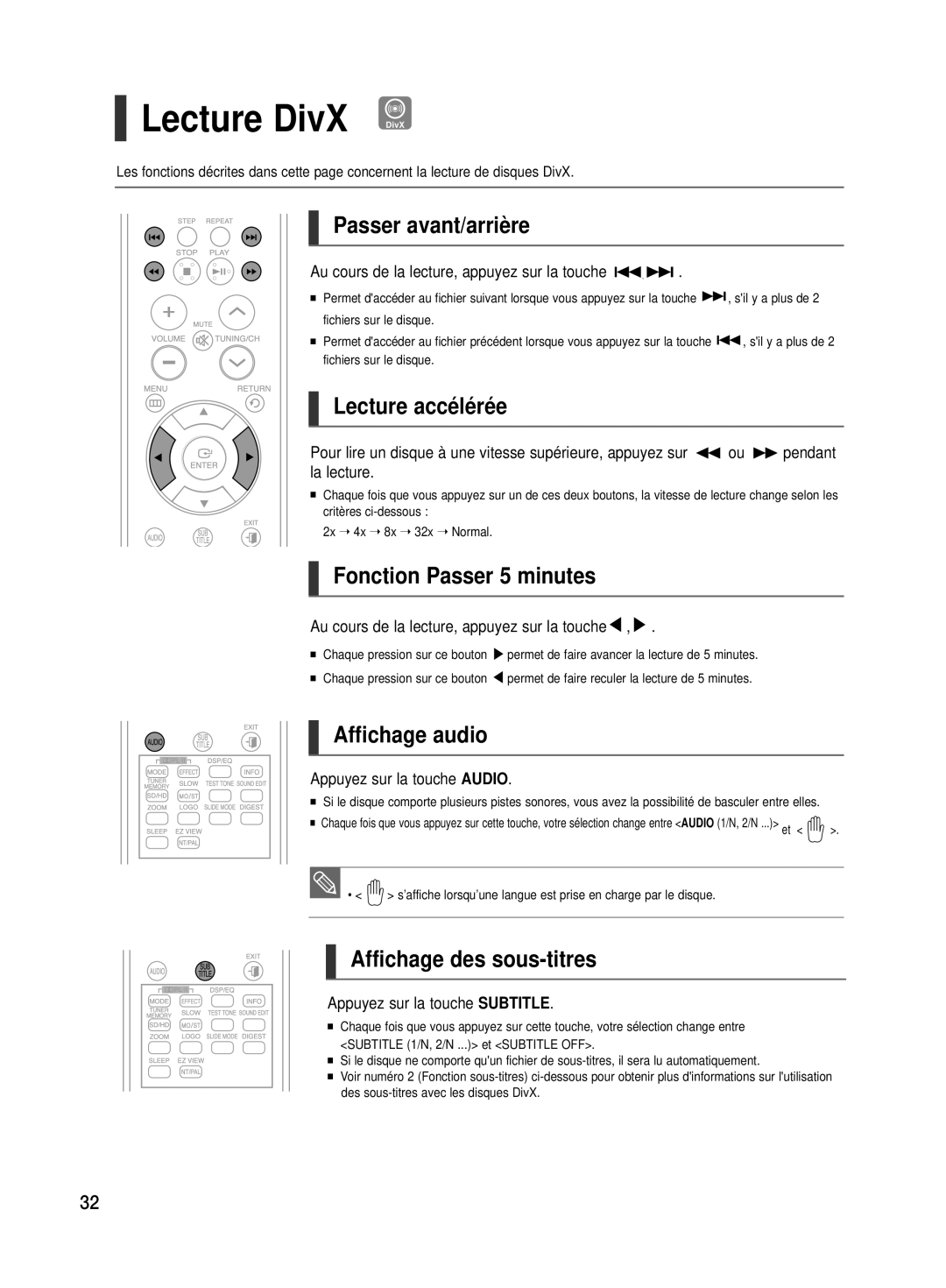 Samsung HT-TX500R/XEF manual Lecture DivX DivX 