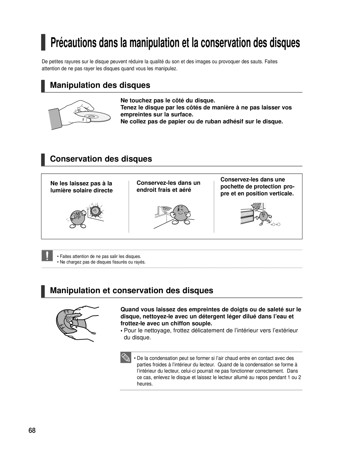 Samsung HT-TX500R/XEF manual Manipulation des disques, Conservation des disques, Manipulation et conservation des disques 