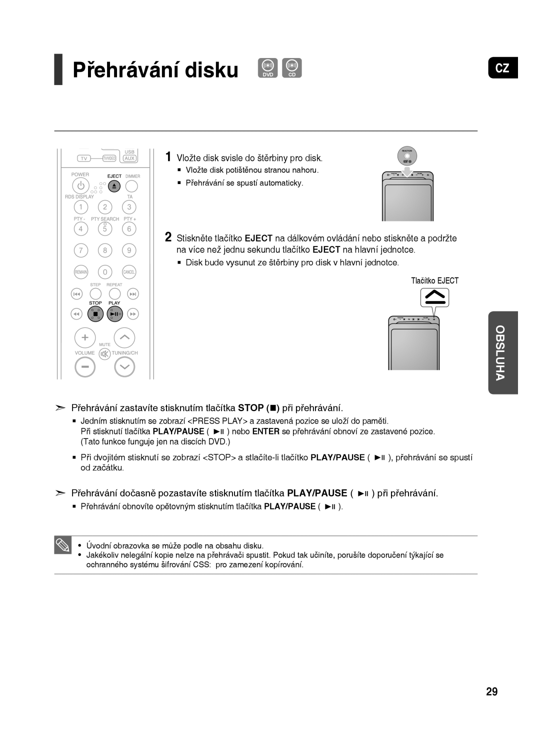 Samsung HT-TX500R/XEO manual Vložte disk svisle do štěrbiny pro disk, Od začátku 