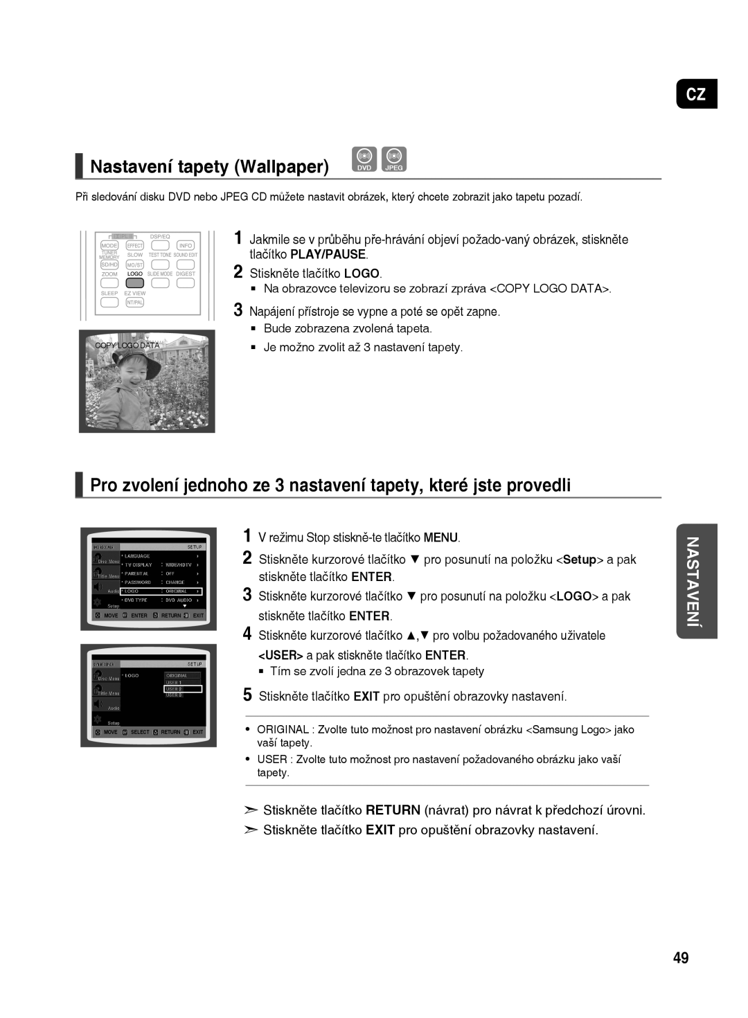 Samsung HT-TX500R/XEO manual Napájení přístroje se vypne a poté se opět zapne, Režimu Stop stiskně-te tlačítko Menu 