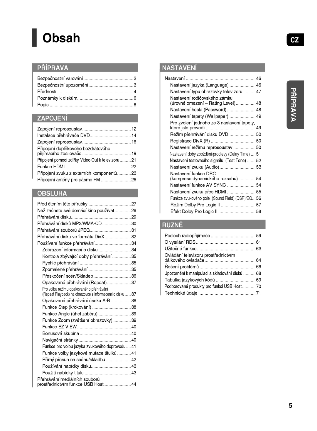 Samsung HT-TX500R/XEO manual Obsah 