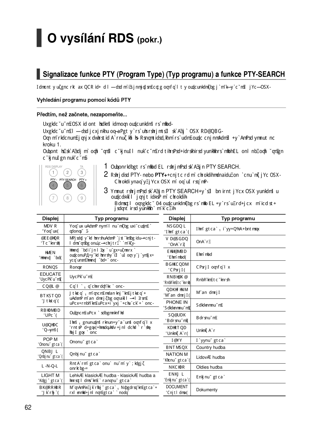 Samsung HT-TX500R/XEO manual Displej Typ programu 