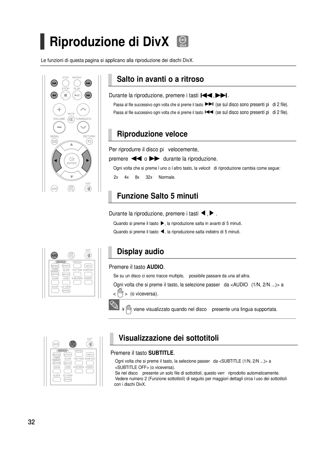 Samsung HT-TX500R/XET manual Riproduzione di DivX DivX 