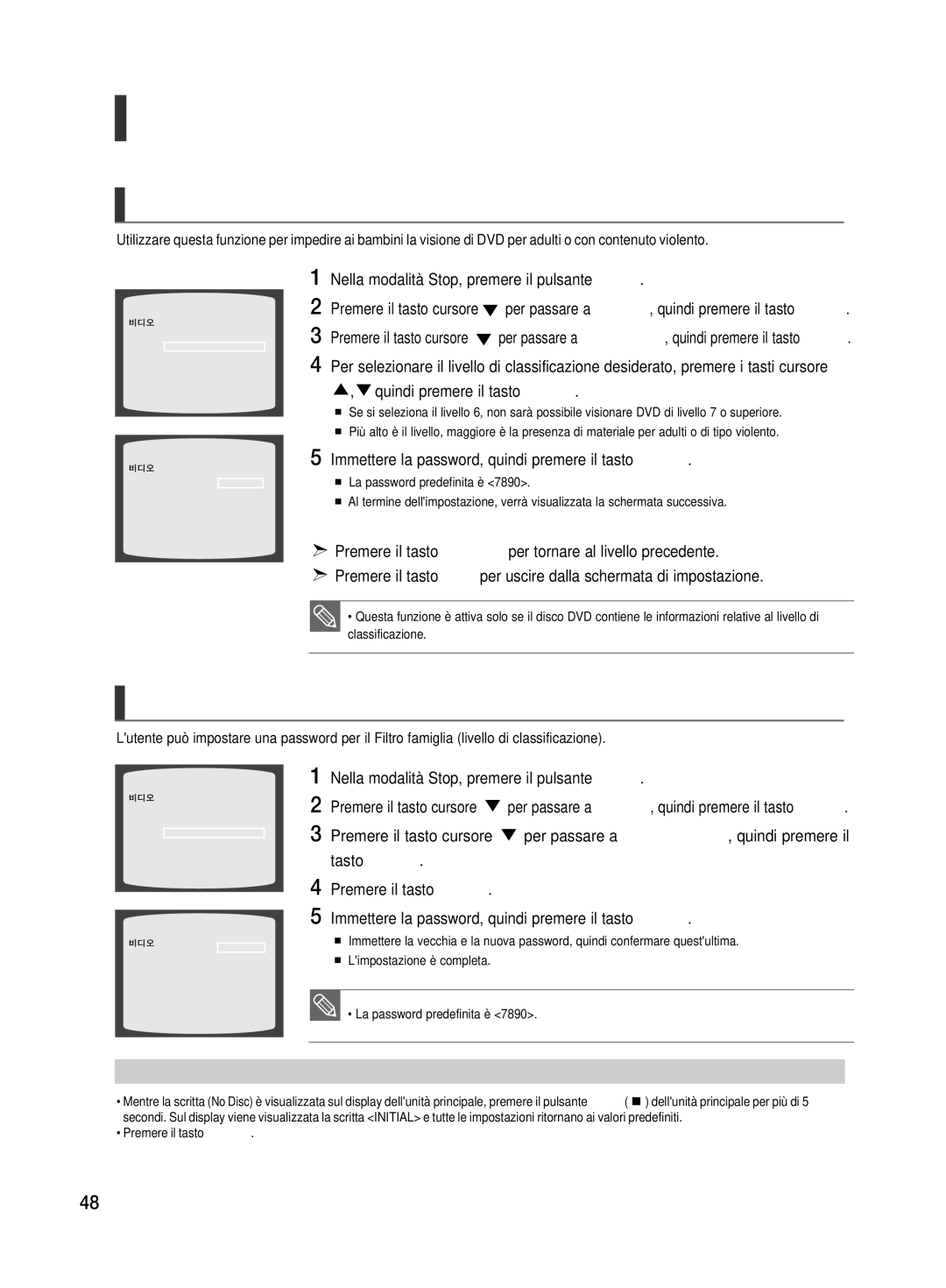 Samsung HT-TX500R/XET manual Impostazioni continua, Impostazione del filtro famiglia livello di classificazione 