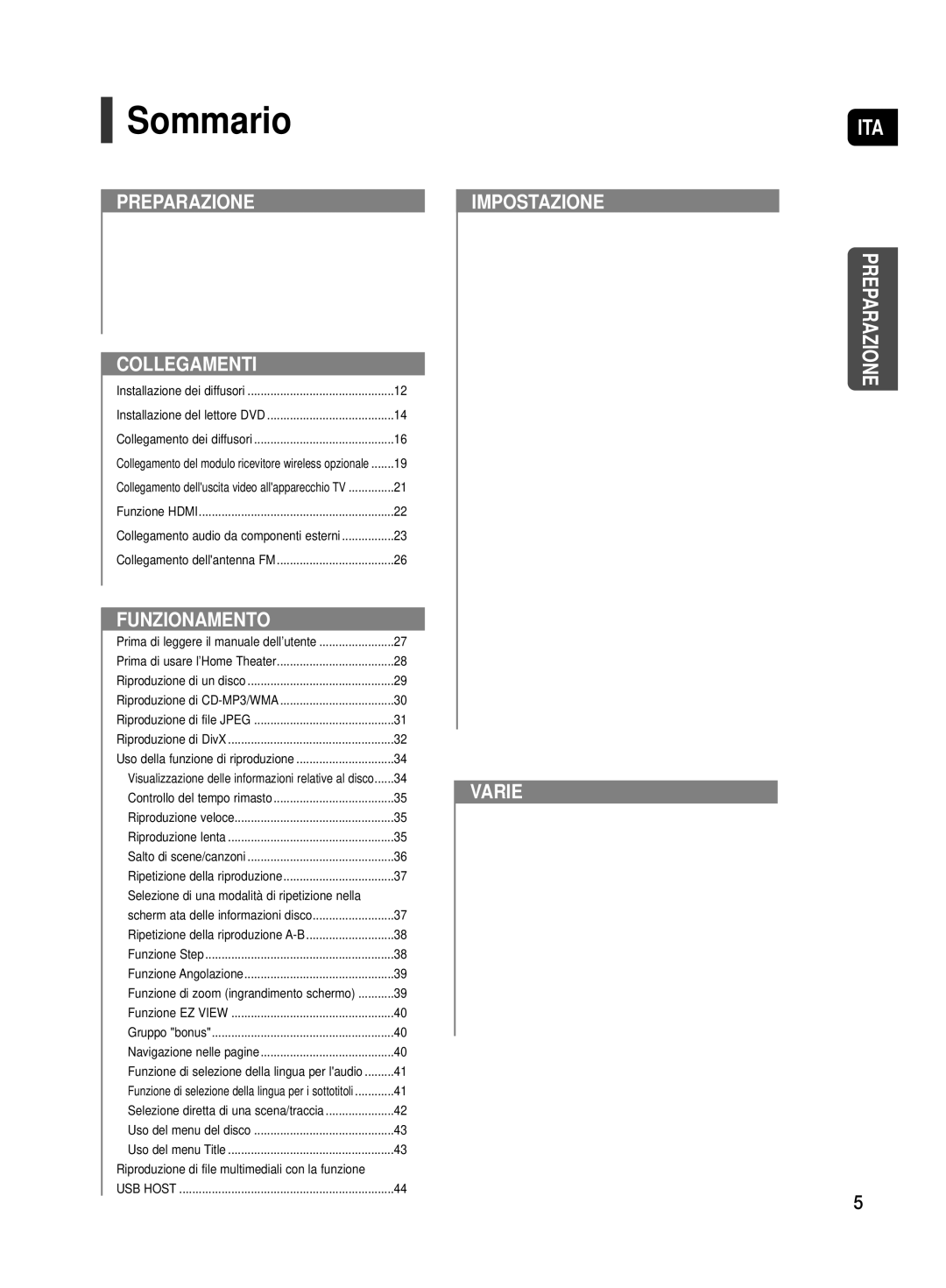 Samsung HT-TX500R/XET manual Sommario, Collegamenti 