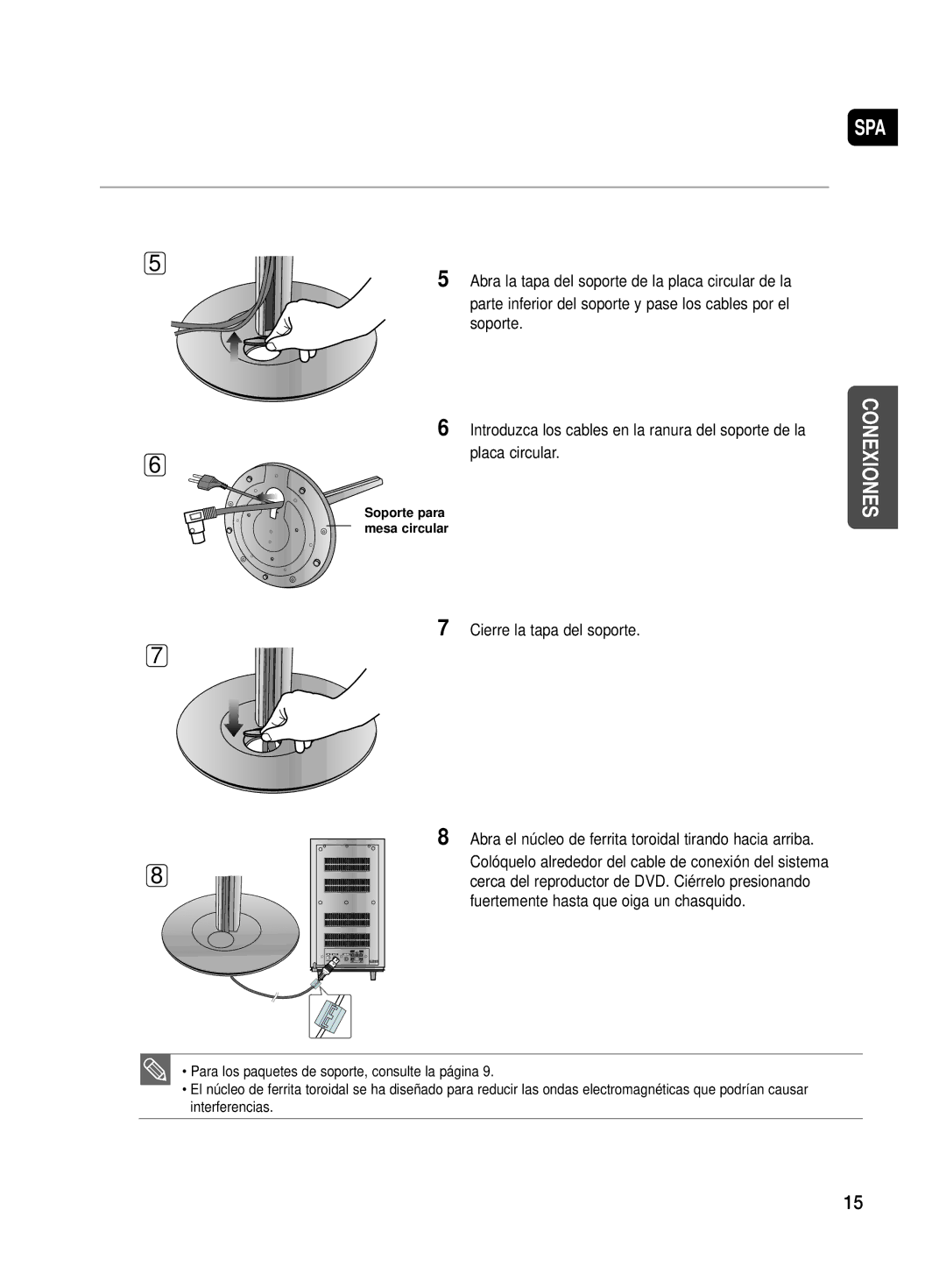 Samsung HT-TX500R/XET manual Conexiones, Cierre la tapa del soporte 