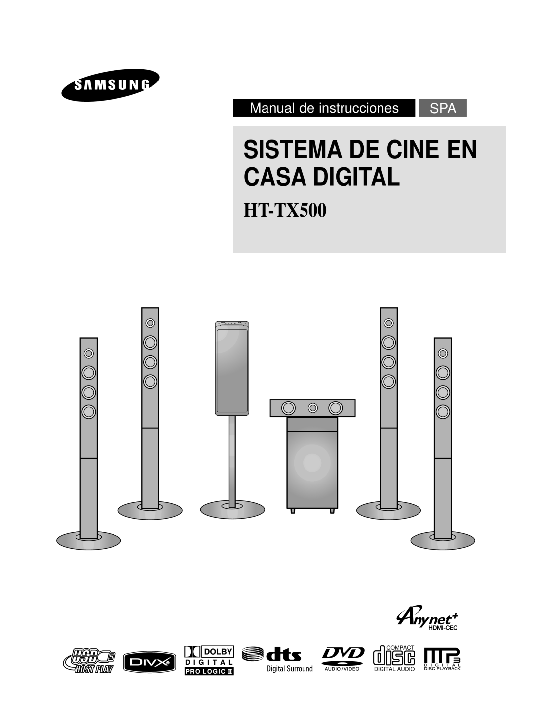 Samsung HT-TX500R/XET manual Sistema DE Cine EN Casa Digital 