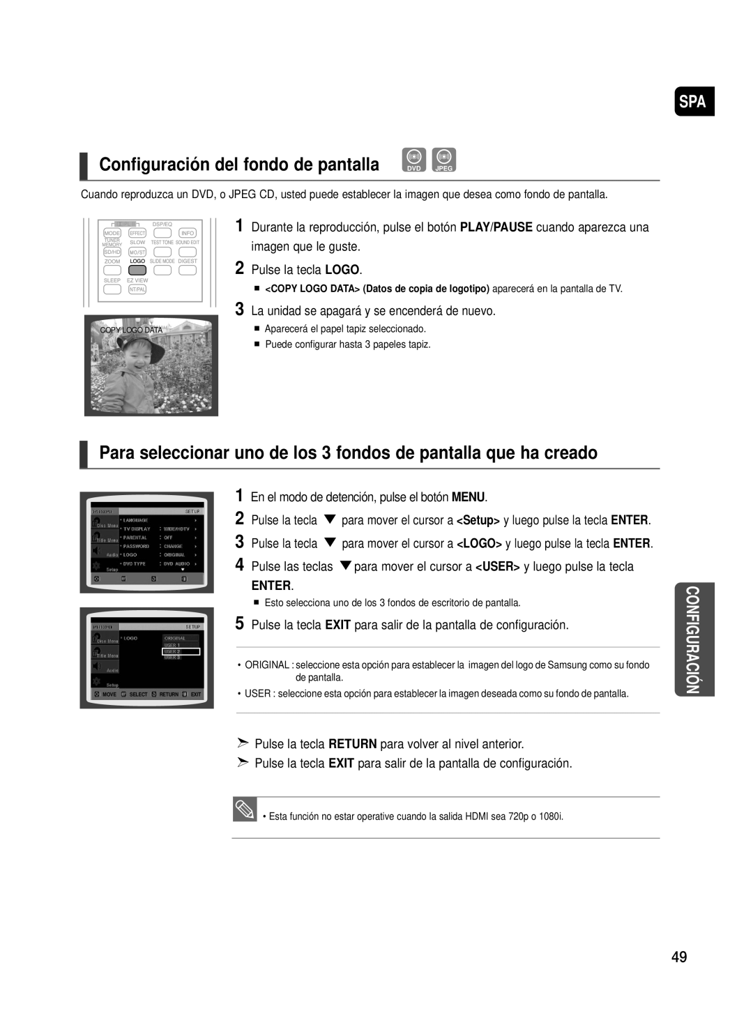 Samsung HT-TX500R/XET La unidad se apagará y se encenderá de nuevo, Pulse la tecla Return para volver al nivel anterior 