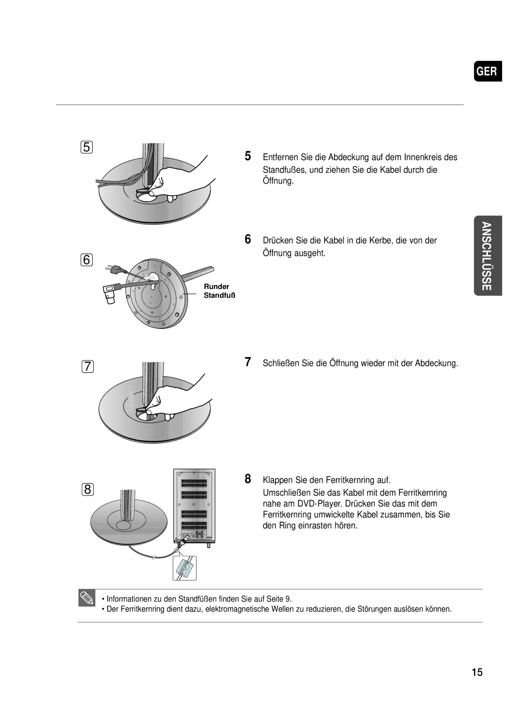 Samsung HT-TX500T/ADL, HT-TX500R/XEF manual Runder Standfuß 