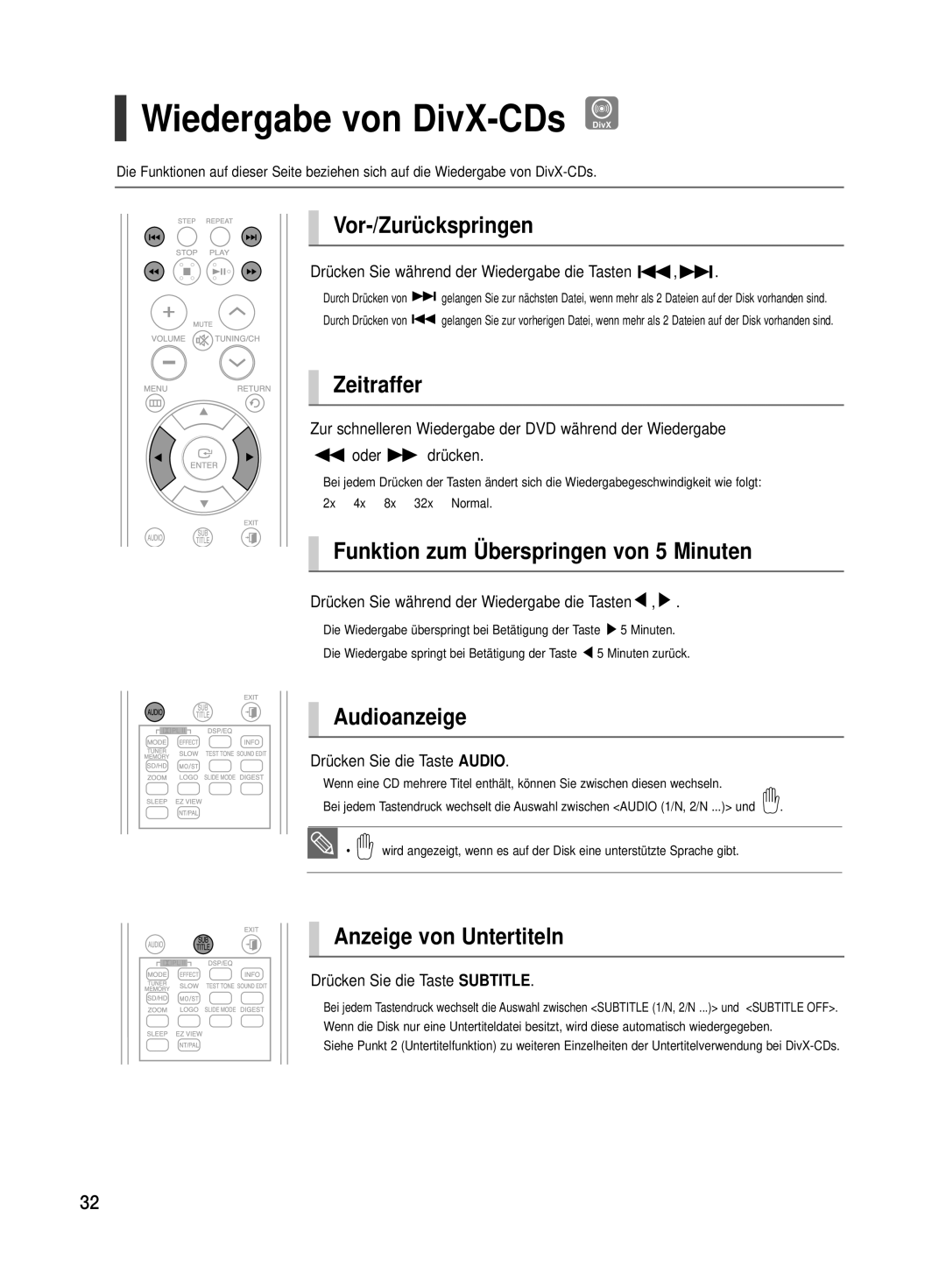 Samsung HT-TX500R/XEF, HT-TX500T/ADL manual Wiedergabe von DivX-CDs DivX 