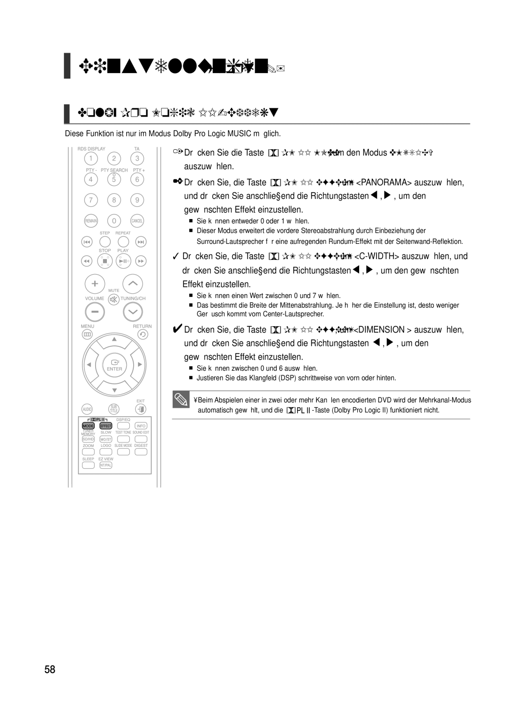 Samsung HT-TX500R/XEF, HT-TX500T/ADL manual Dolby Pro Logic II-Effekt, Gewünschten Effekt einzustellen 