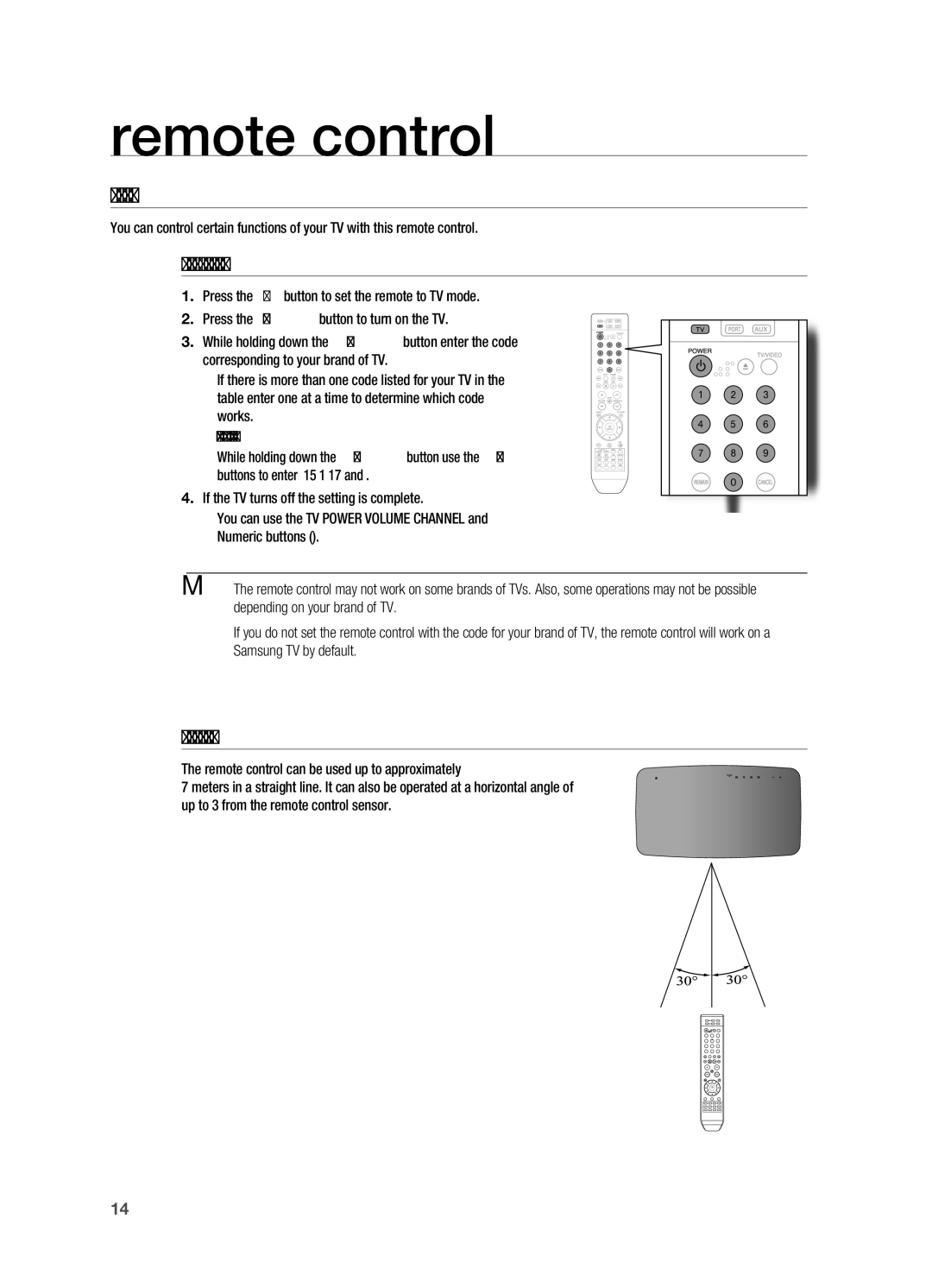 Samsung HT-TX715 user manual Setting the rEMOTE CONTrOL, When operating a TV with the remote control 