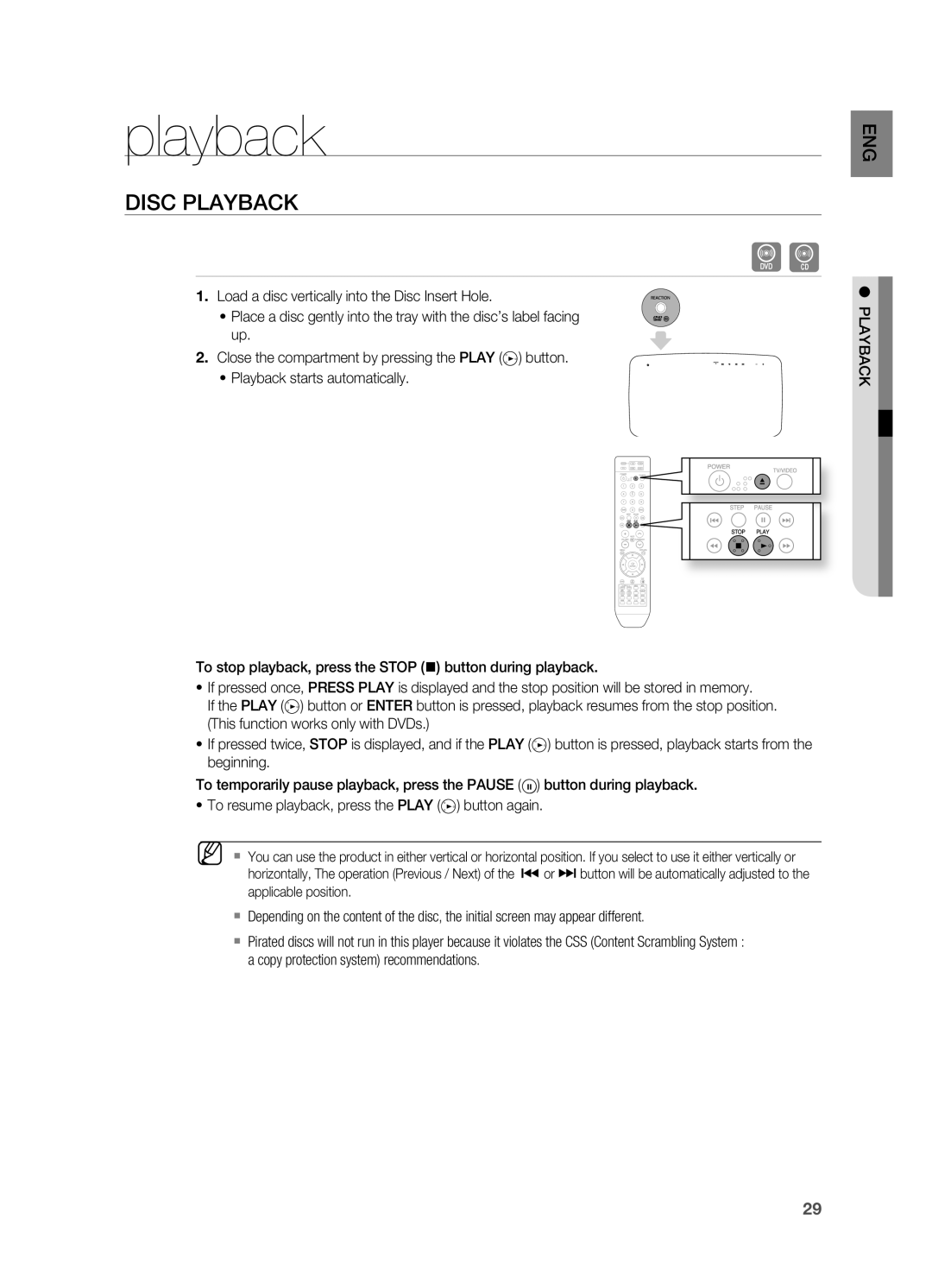 Samsung HT-TX715 user manual Disc Playback 