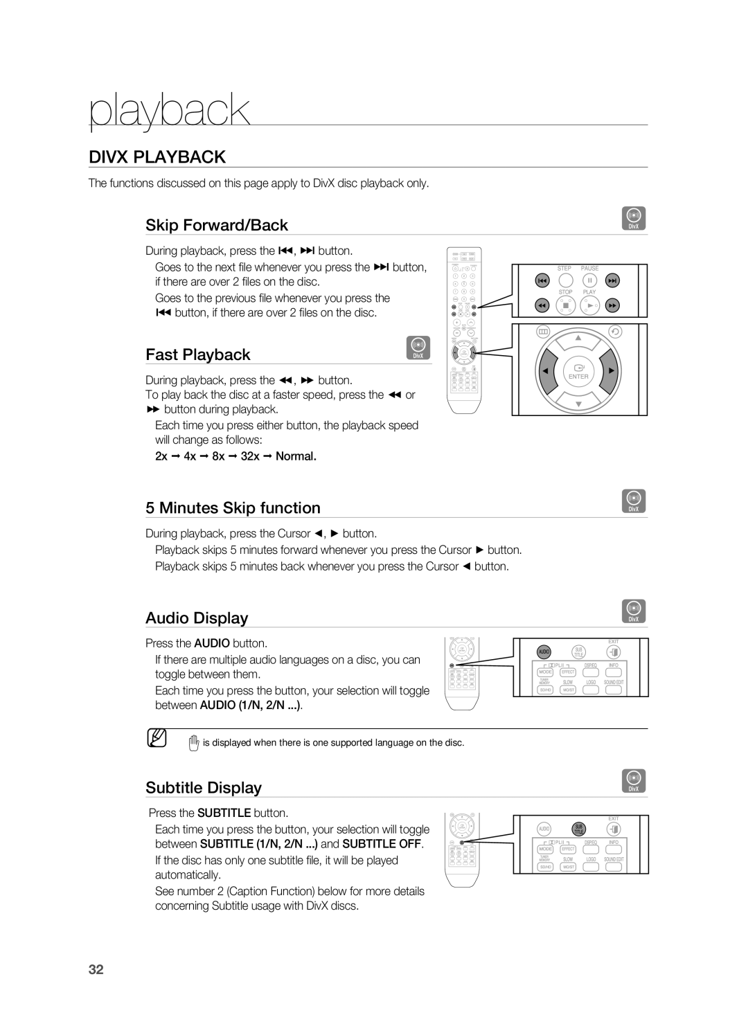 Samsung HT-TX715 user manual Divx Playback 