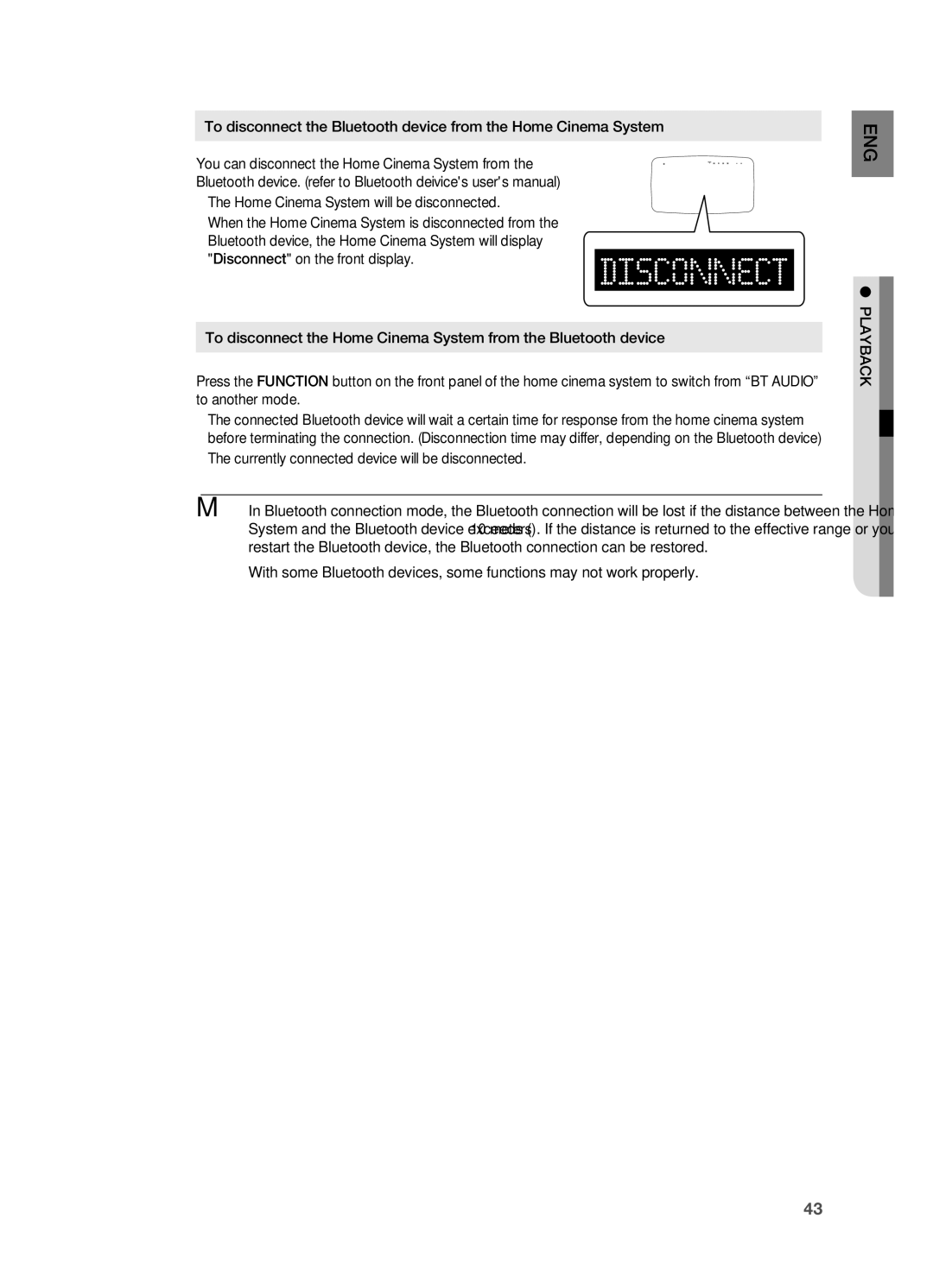 Samsung HT-TX715 user manual ~ The currently connected device will be disconnected, Playback 