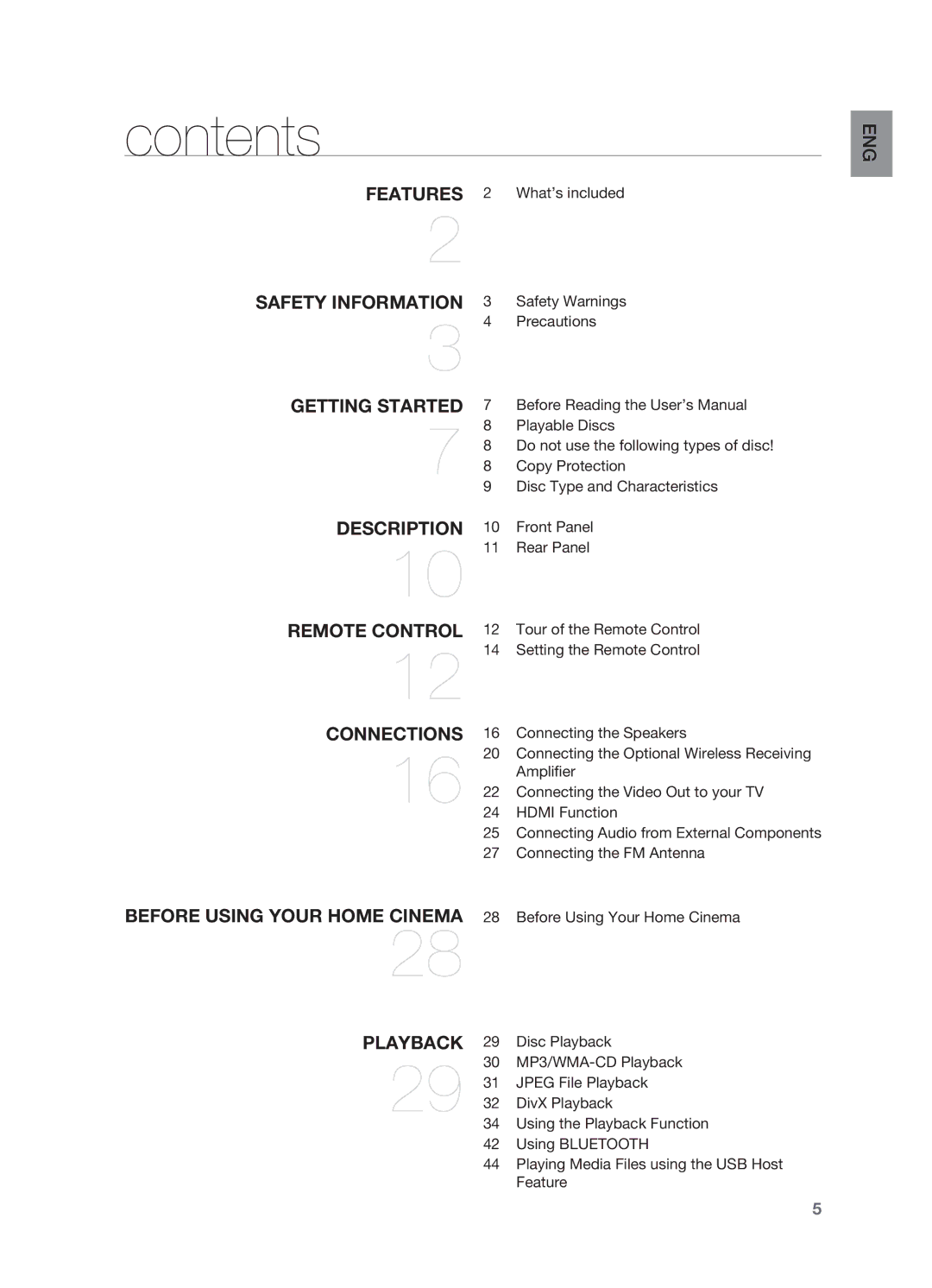 Samsung HT-TX715 user manual Contents 