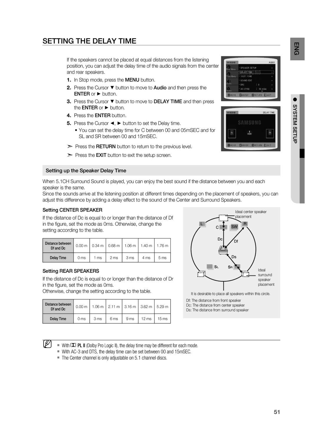 Samsung HT-TX715 user manual Setting the Delay Time 