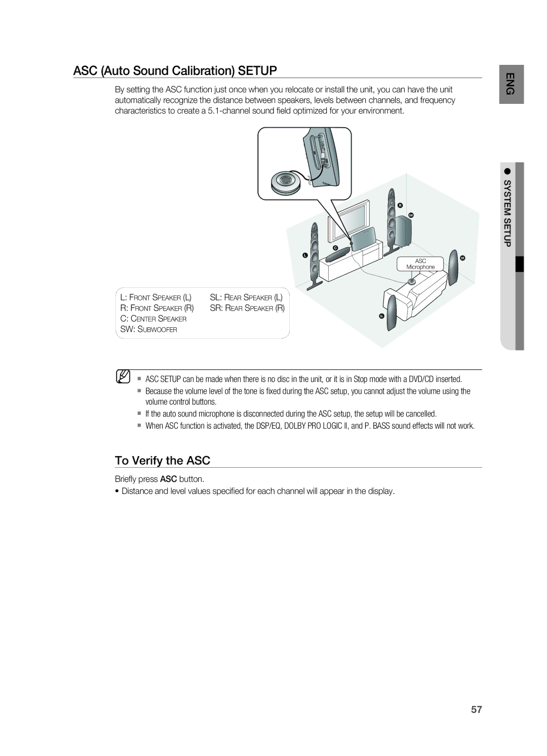 Samsung HT-TX715 user manual ASC Auto Sound Calibration Setup, To Verify the ASC 