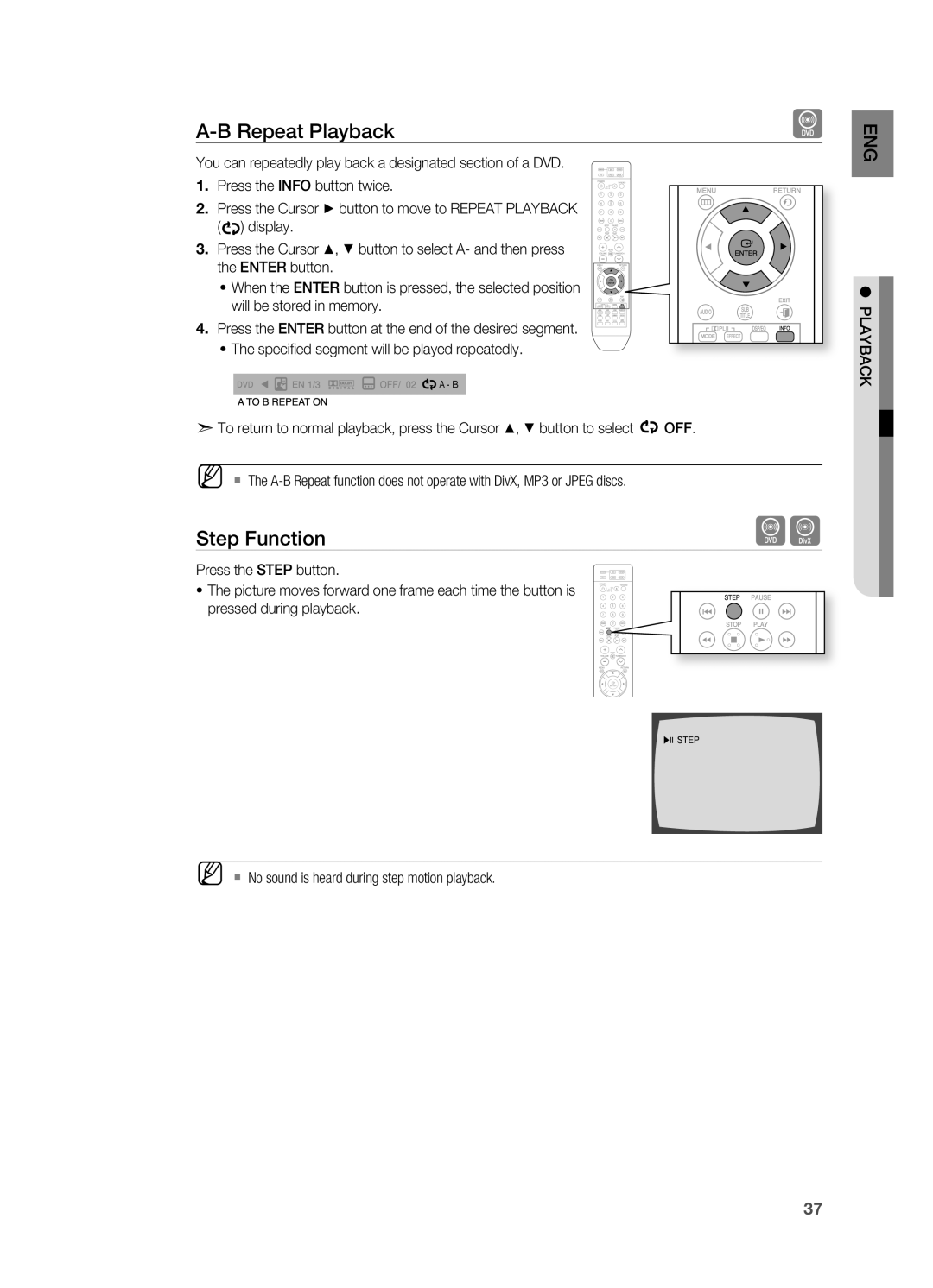 Samsung HT-TX715 user manual A-Brepeat Playback, Step Function 