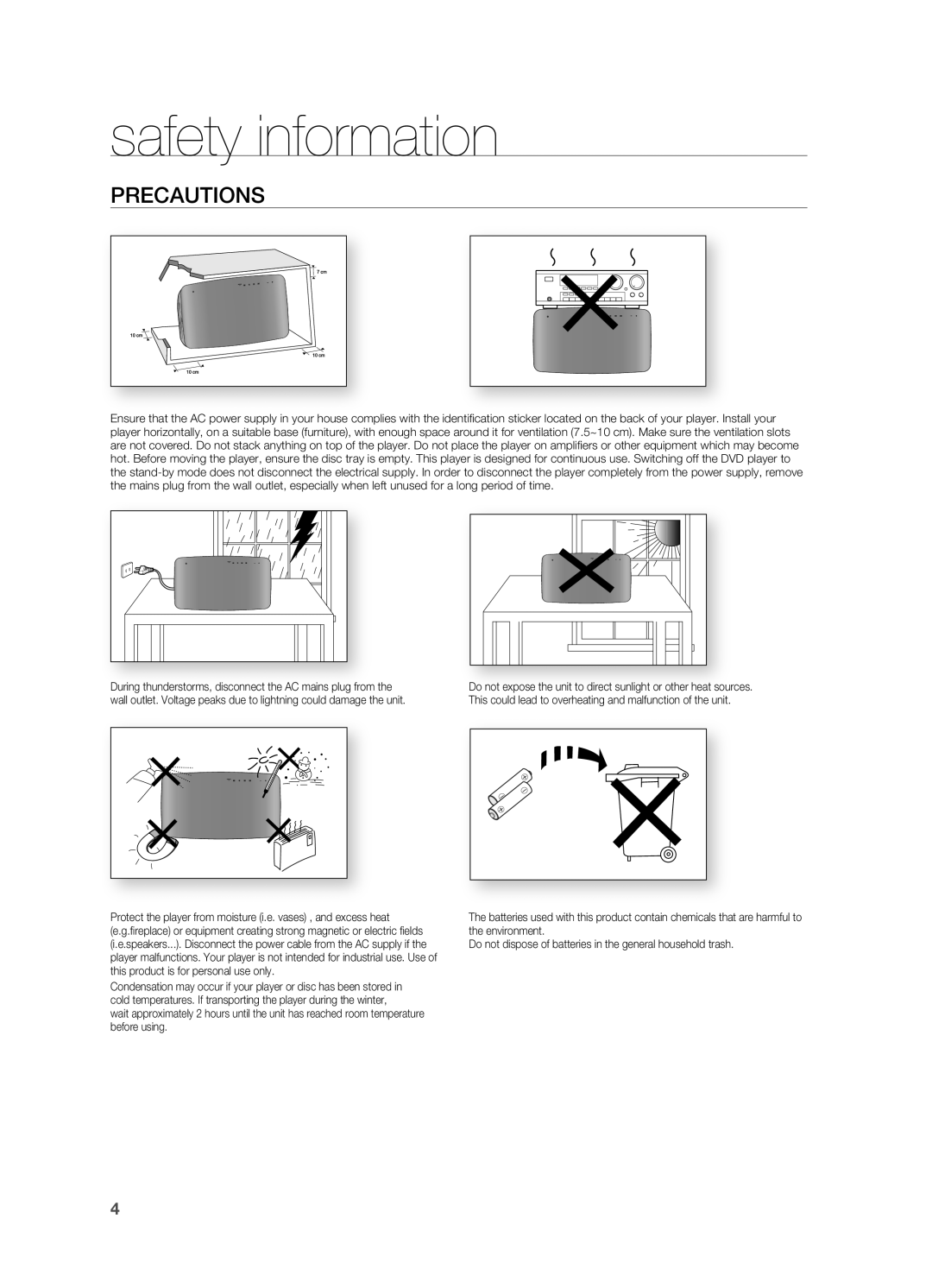 Samsung HT-TX715 user manual PrECAUTIONS, safety information 